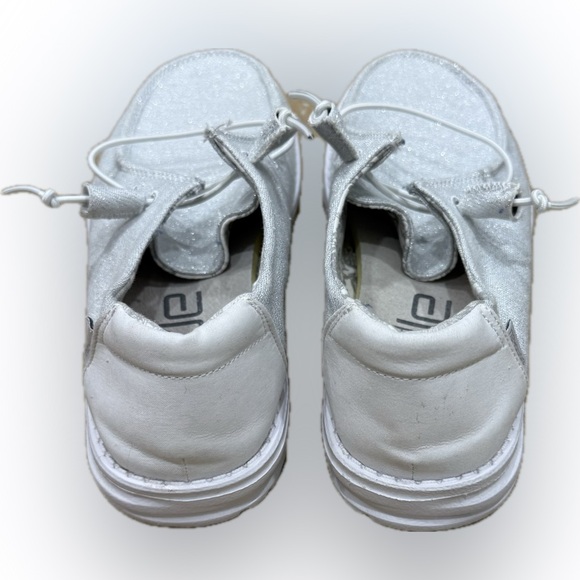 Hey Dude Wendy Stretch Sparkling White Shoes Women’s Size 8 - Picture 3 of 8